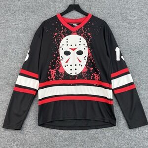 Friday the 13th Hockey Jersey Mens M Black Jason Voorhees Horror Halloween